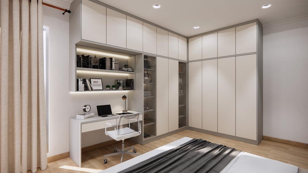 Study Room Meets Storage: Wardrobe With Study Table Designs