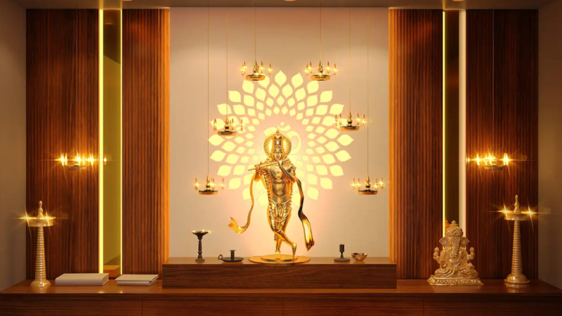 Pooja Room Design Ideas Using Glass, Metal, and Modern Materials