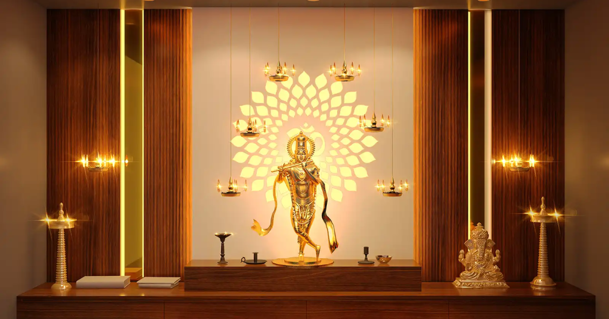 Pooja Room Design Ideas Using Glass, Metal, and Modern Materials