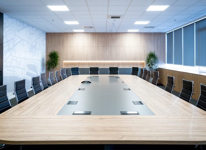 What furniture and materials work best for small office interior design?